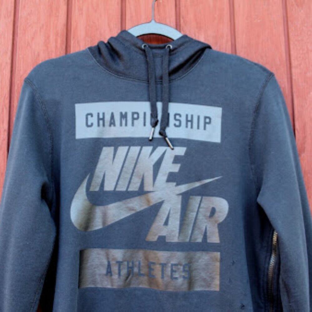 NIKE AIR | Black Unisex Hoodie Pullover Slim Fit Sweatshirt Side Zip Athletic S - Picture 4 of 14